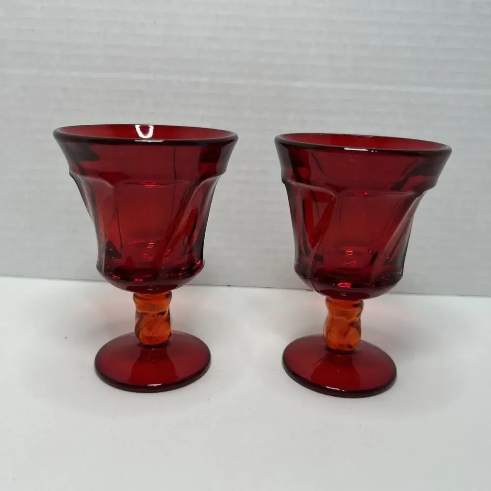Vtg Fostoria Glass Jamestown Ruby Red Wine 4.5